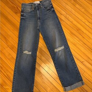 Just Black Dark Blue Cropped Distressed Ankle Jeans